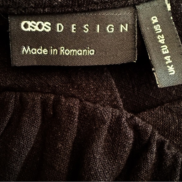 ASOS DESIGN Black Tiered Peplum Blouse | Size US 10 (UK 14, EU 42) - Picture 8 of 9